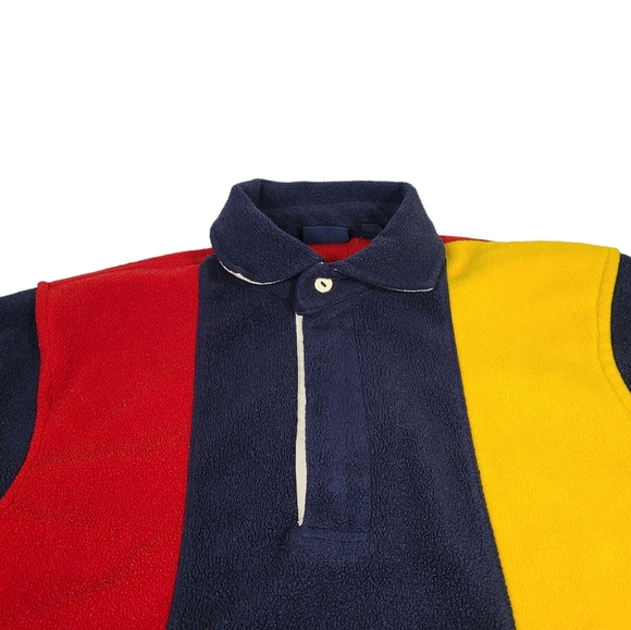 VTG 90s Christopher Rand Performance Colorblock Fleece Shirt Colorful Mens Small - Picture 2 of 10